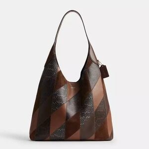 LIKE NEW COACH BROOKLYN SHOULDER BAG 39 WITH SNAKESKIN PATCHWORK